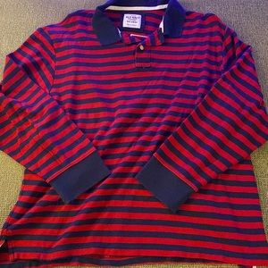 Men’s Plus Size Striped, Collared Long Sleeve Shirt